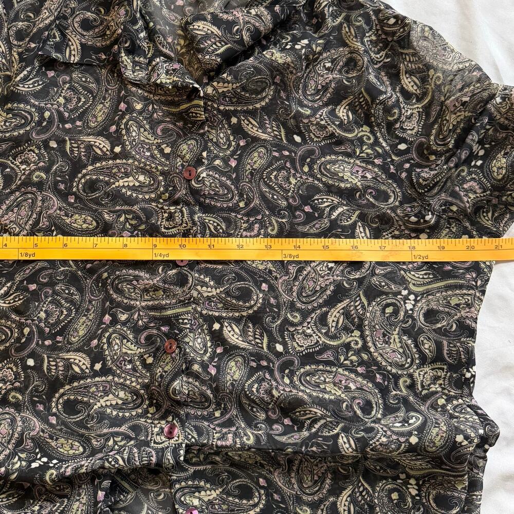 Penman’s Sheer Paisley Button Front Blouse Women Approx M Boho Lightweight - Picture 7 of 9